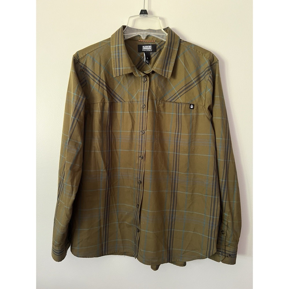 Alaskan Hardgear by Duluth Green Brown Plaid Button Up Shirt XL Long Sleeve